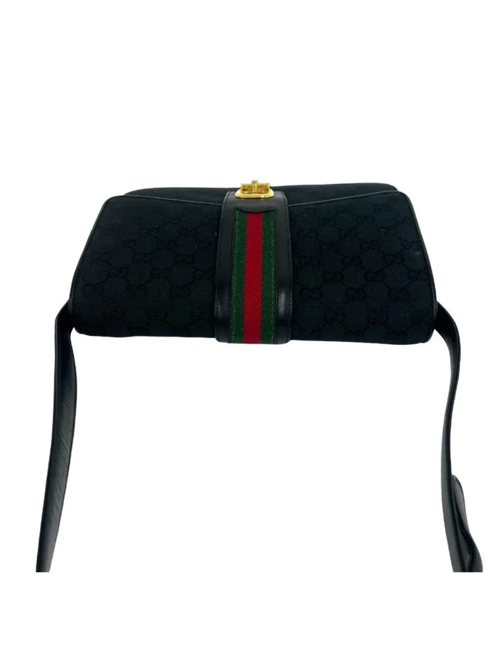Gucci Vintage Sherry Line GG Logo Pattern Canvas Leather Shoulder Bag Pochette